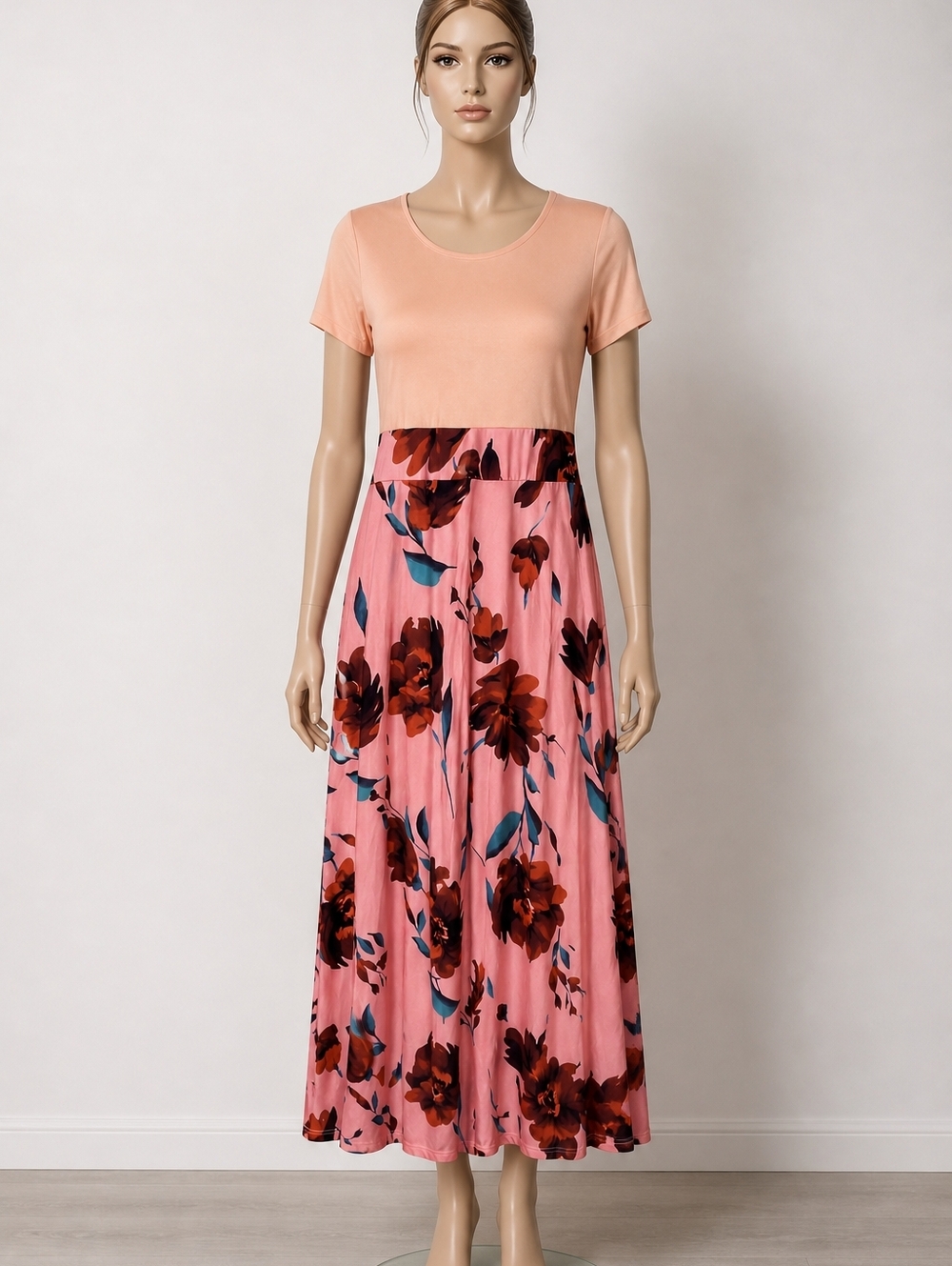 Floral Pink Maxi Skirt - Women's Flowing Floral Print